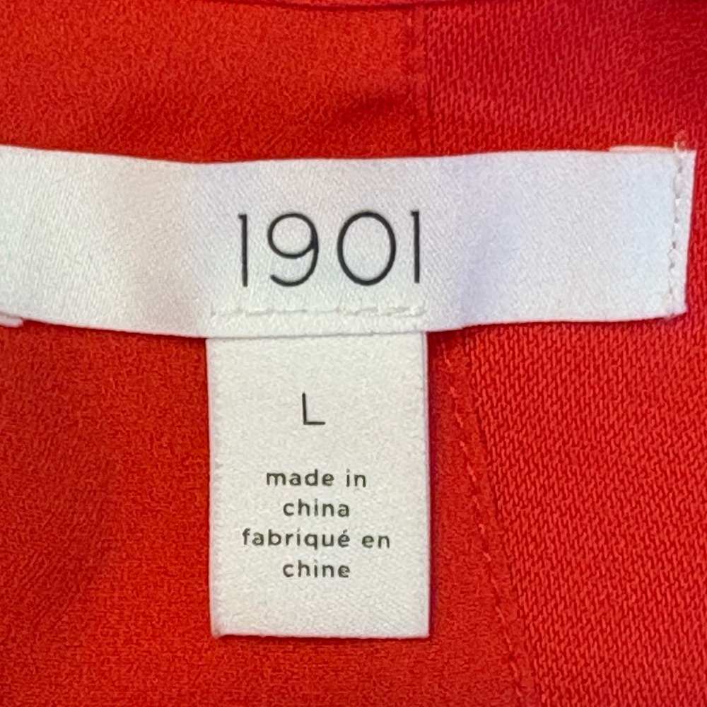 1901 Saucy Red Scalloped Linen Blend Midi Dress size Large NWT - Picture 7 of 15
